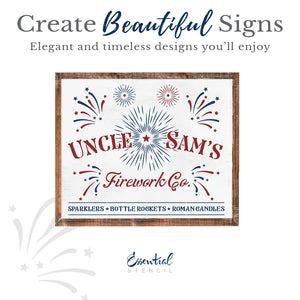 Uncle Sam's Firework Co Sign Stencil-Patriotic-Essential Stencil