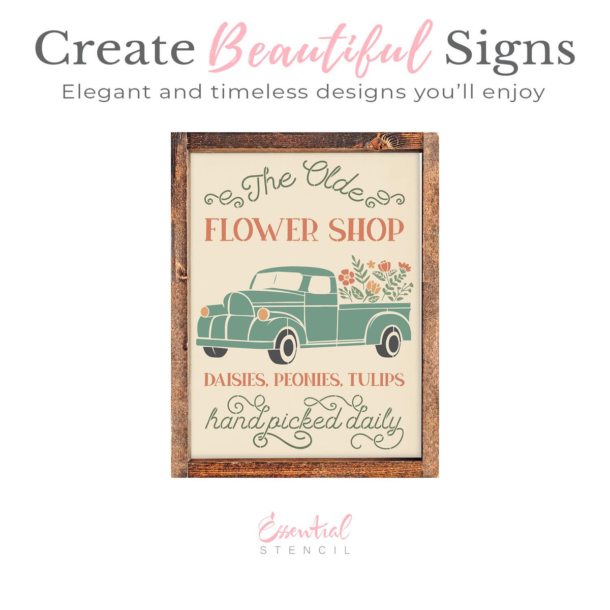 Flower Shop Vintage Truck Stencil-Spring-Essential Stencil