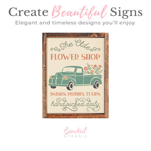 Flower Shop Vintage Truck Stencil-Spring-Essential Stencil