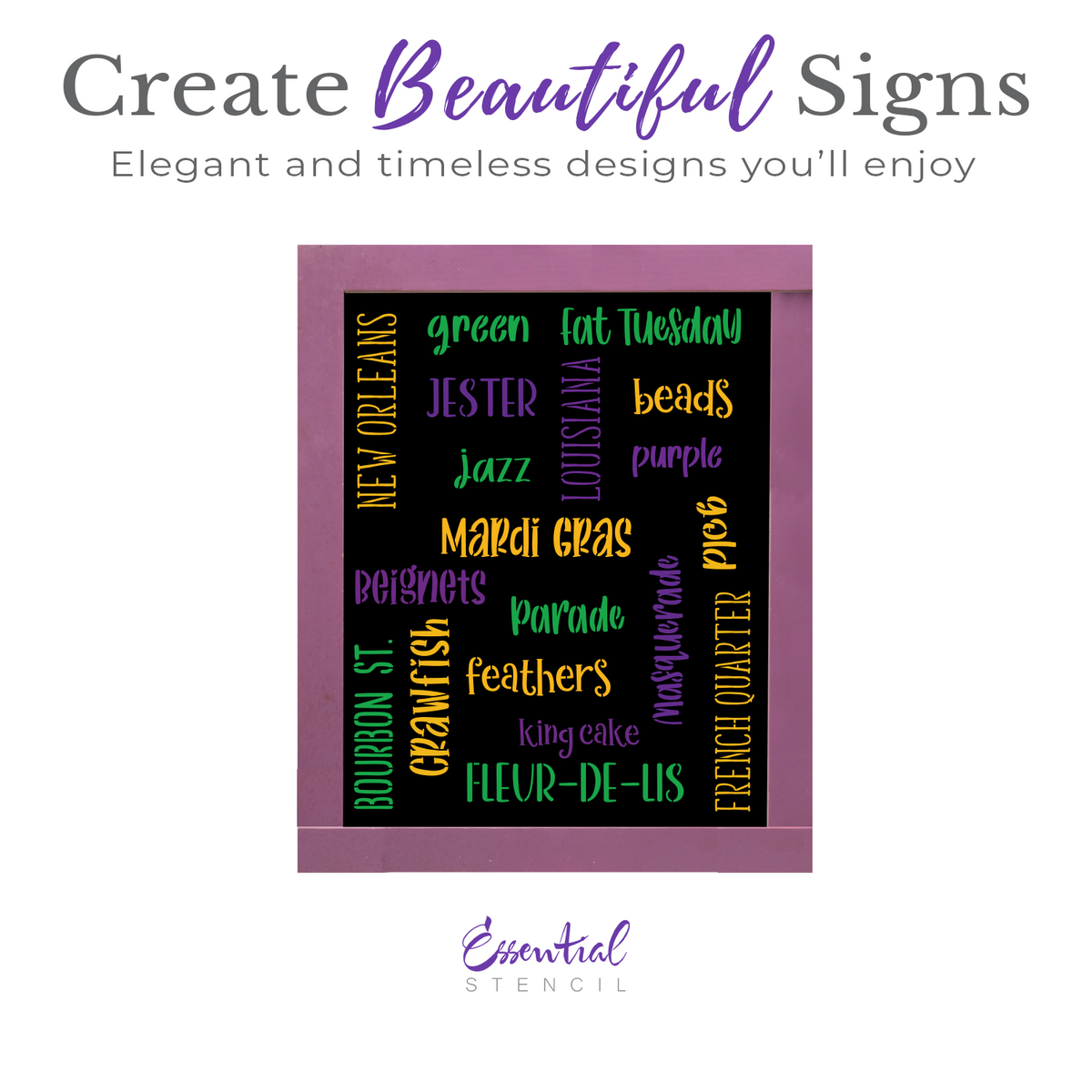 Mardi Gras 1 Words 20 pcs Stencil-Mardi Gras-Essential Stencil