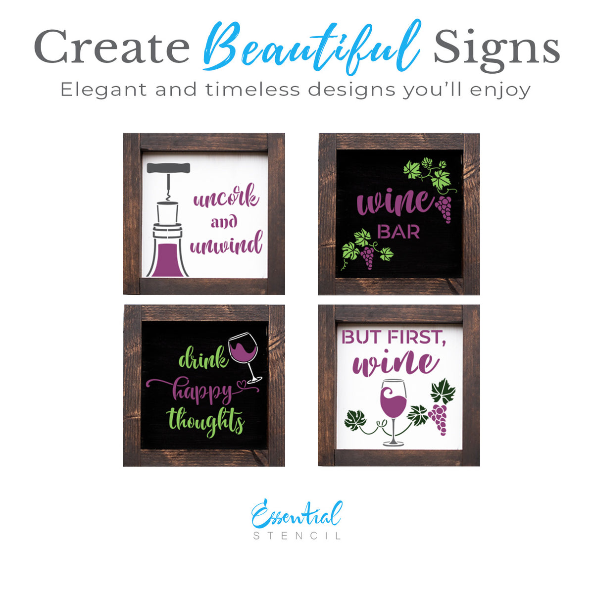 Wine Bar 6x6 (4pk) Stencil Set-Essential Stencil