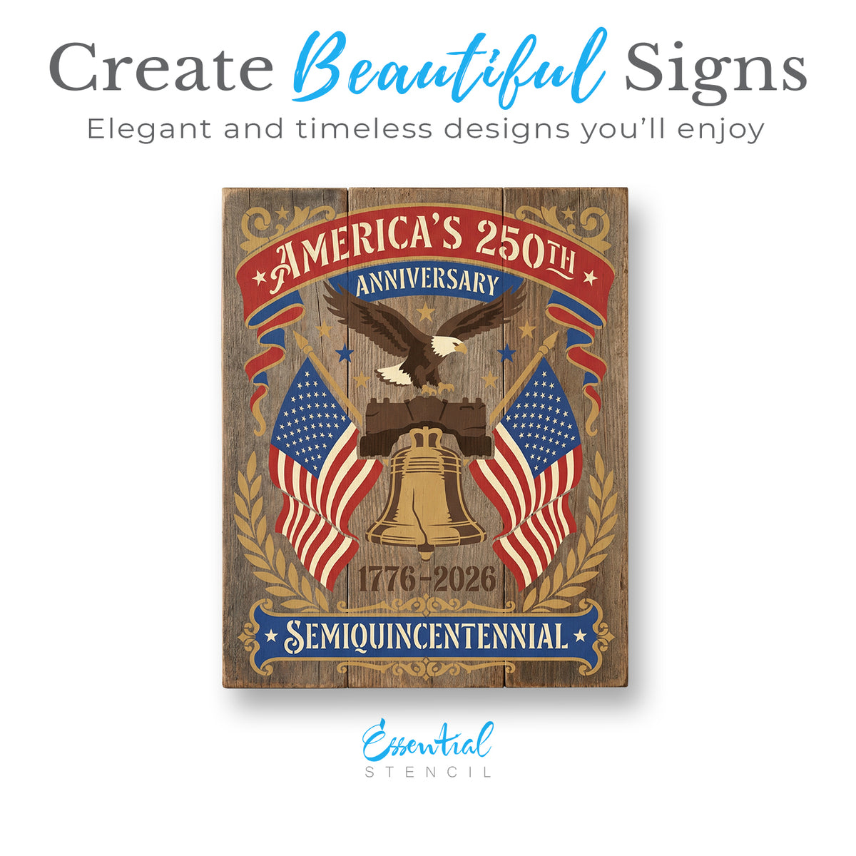 America's Semiquincentennial-Patriotic-Essential Stencil