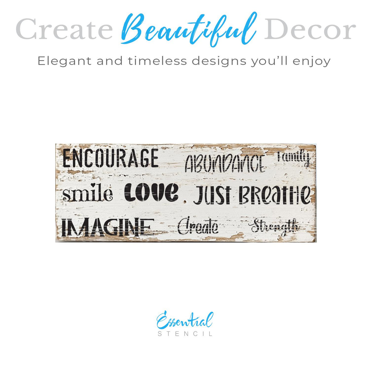 Inspirational 1 Inch Words Stencil-Essential Stencil
