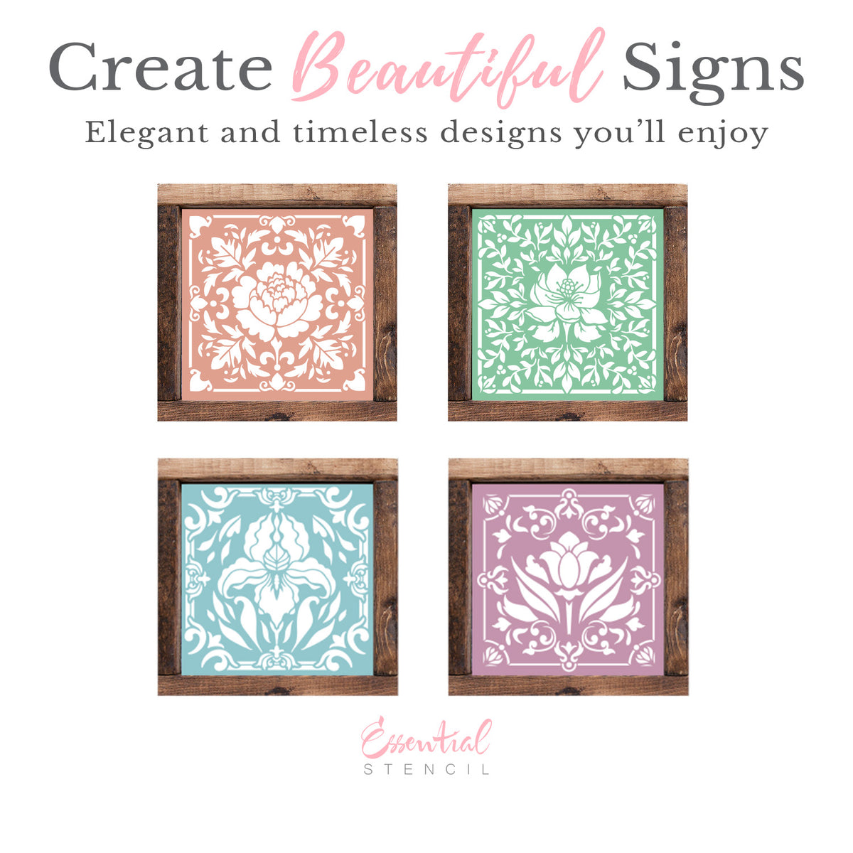 Flower Tile Mini Stencil Set (4 Pk)-Spring-Essential Stencil