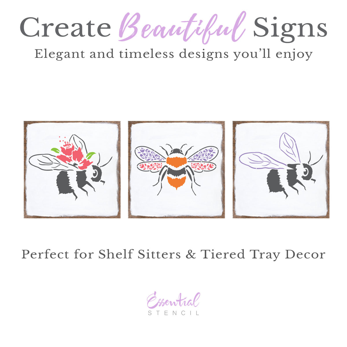 Flower Bees Mini Stencils (FREE GIFT $50+)-free_gift-Essential Stencil