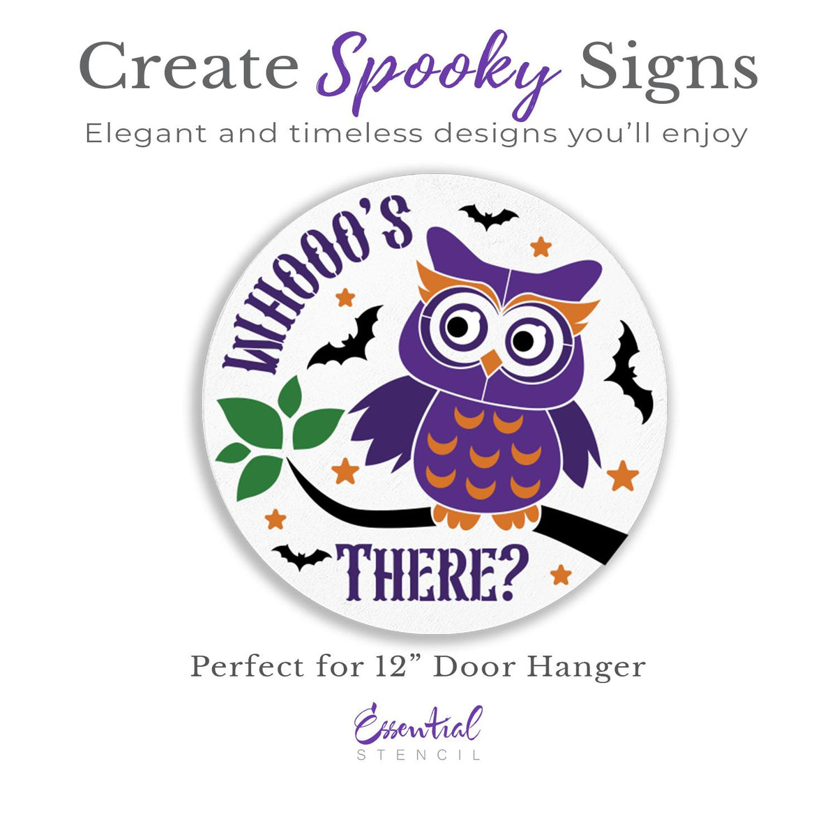 Whooo's There Door Hanger Stencil-Halloween-Essential Stencil