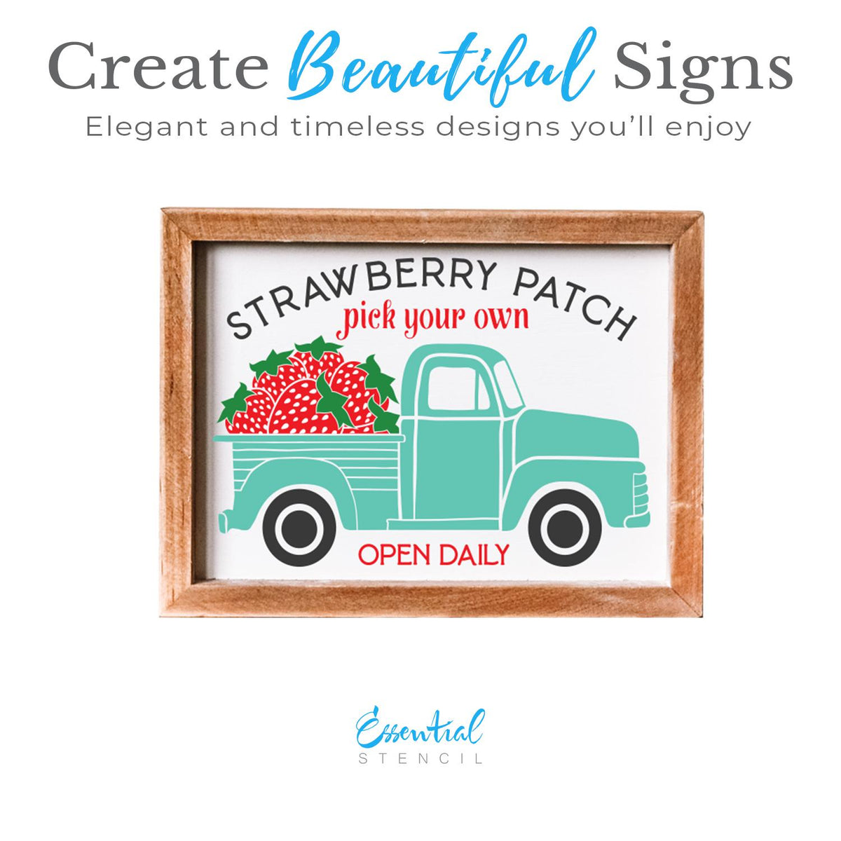 Strawberry Vintage Truck Stencil-Summer-Essential Stencil