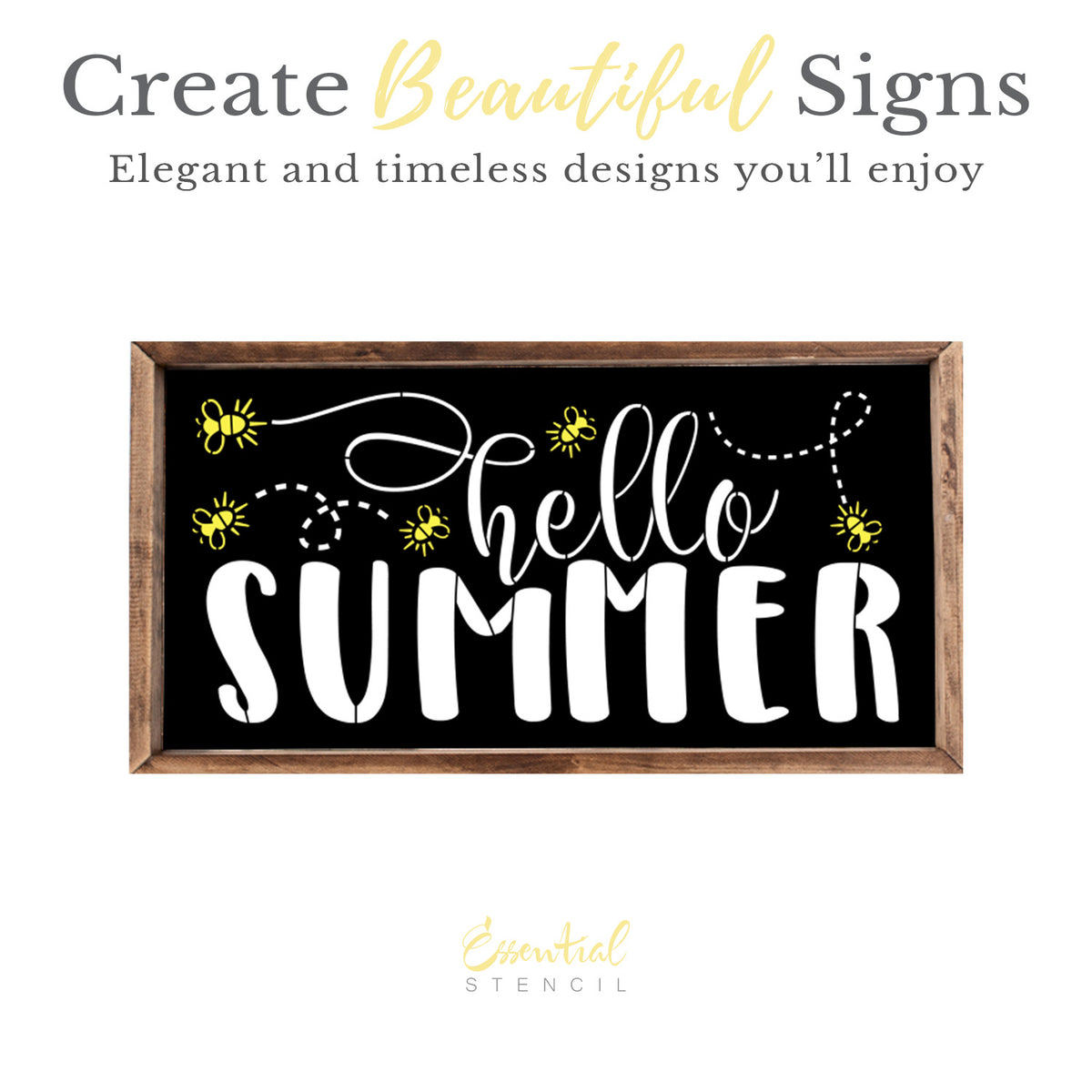 Hello Summer + Fireflies 16x8 Sign Stencil-Summer-Essential Stencil