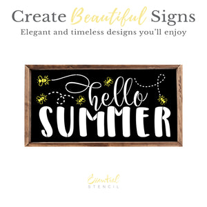 Hello Summer + Fireflies 16x8 Sign Stencil-Summer-Essential Stencil