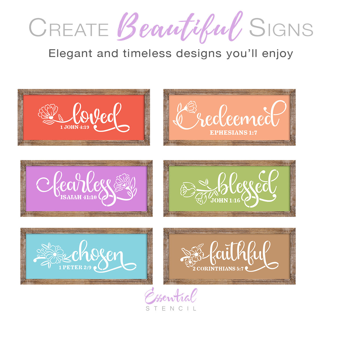 Words of Faith Stencils (6 Pack)-Spring-Essential Stencil