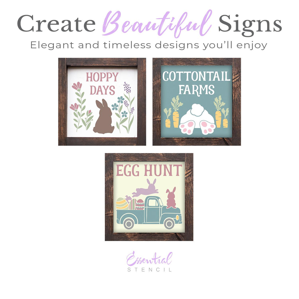 Hoppy Days 6x6 (3pk) Stencil-Easter-Essential Stencil