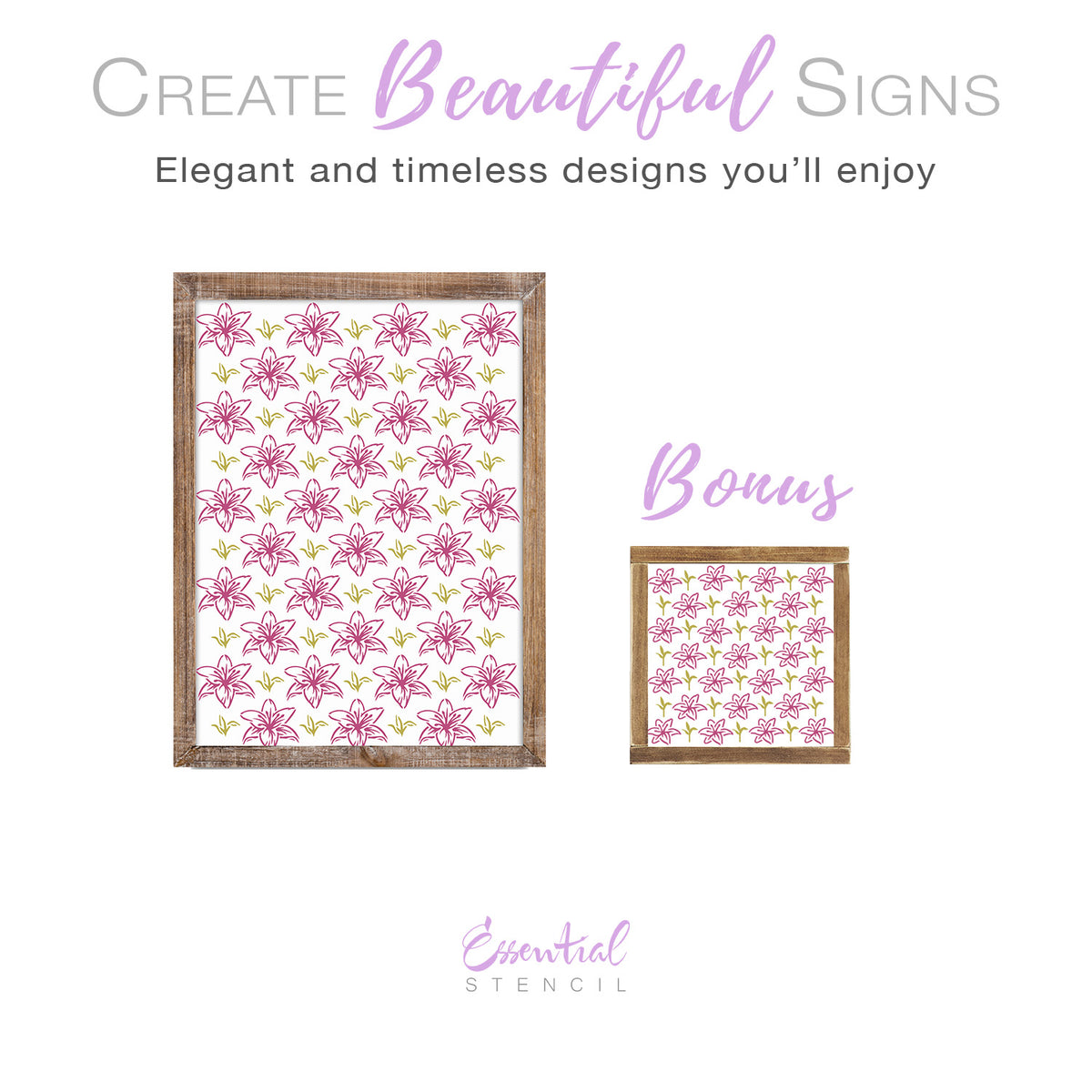 Lily Pattern 12x16 Stencil + Bonus-Pattern-Essential Stencil