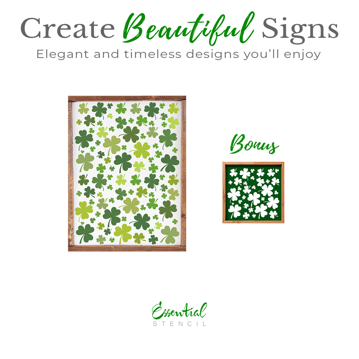 Shamrock Pattern 12x16 + Bonus Stencil-St. Patricks Day-Essential Stencil