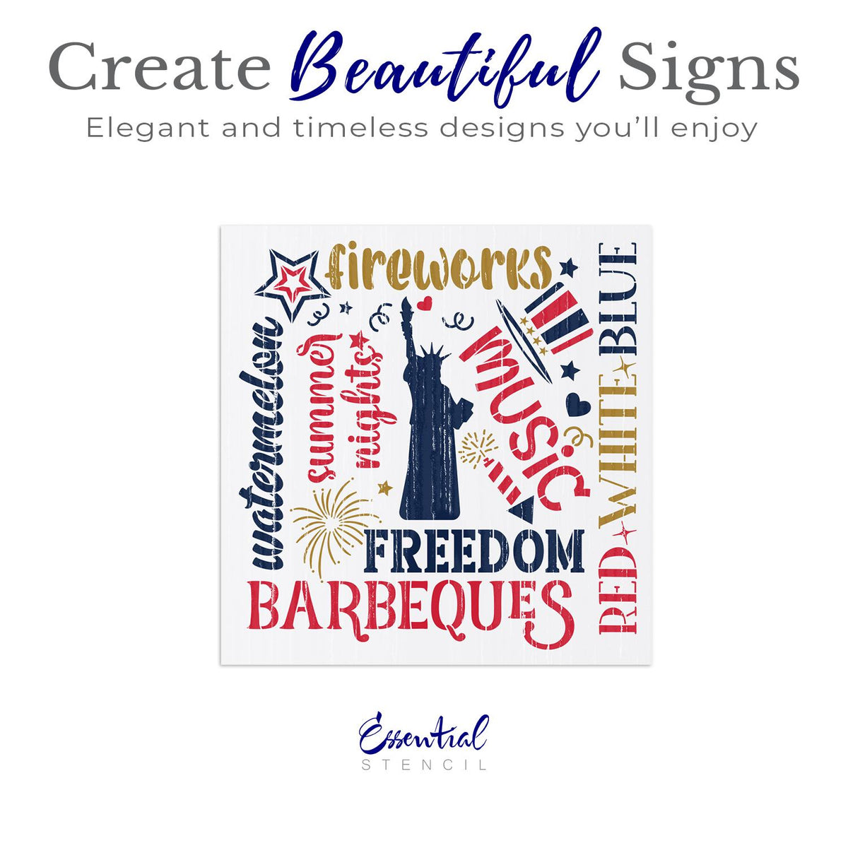 4th of July Collage-Patriotic-Essential Stencil