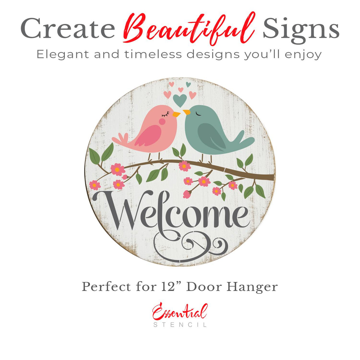 Love Birds Door Hanger 12x12 Stencil-Valentine-Essential Stencil