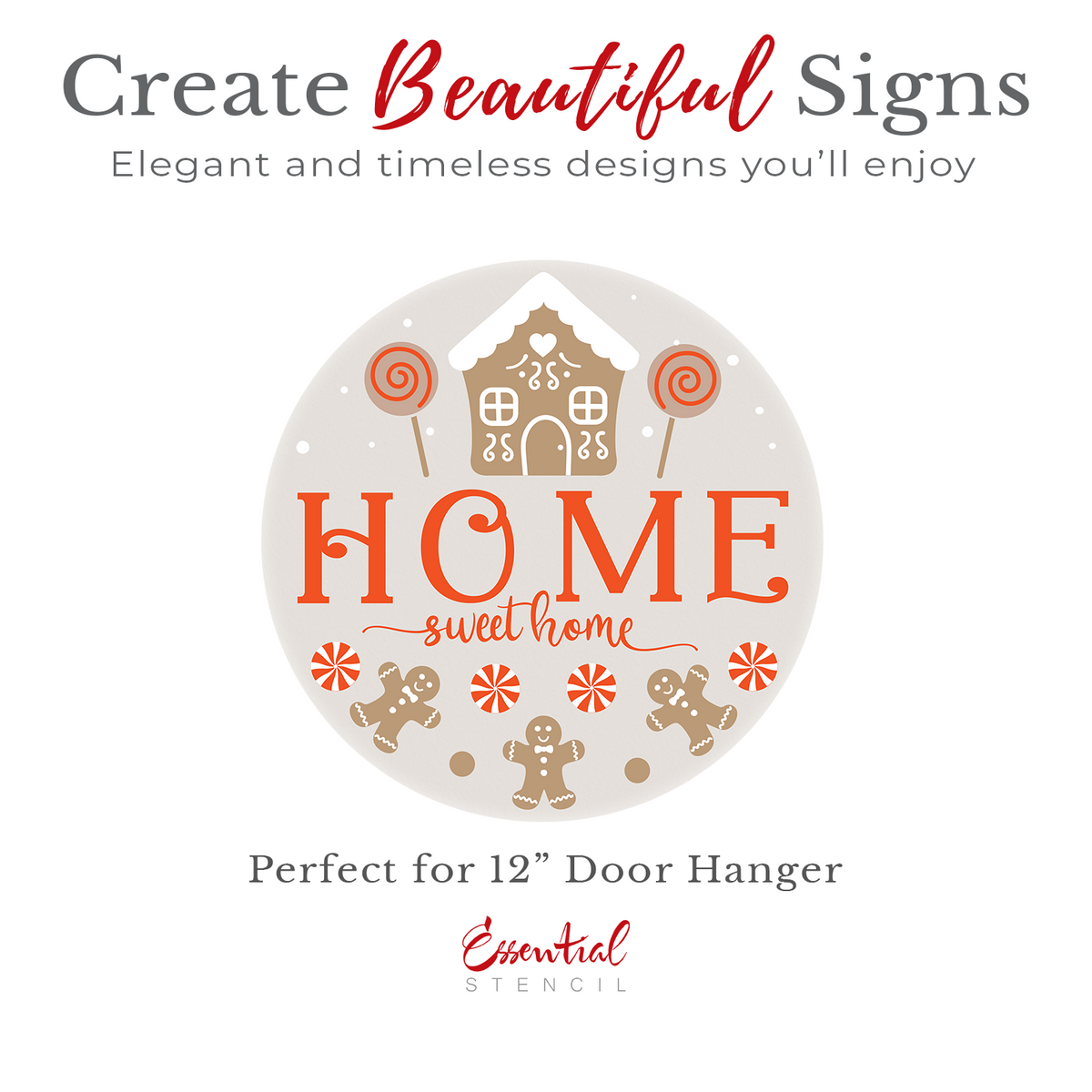 Gingerbread Home Sweet Home Door Hanger Stencil-Christmas-Essential Stencil