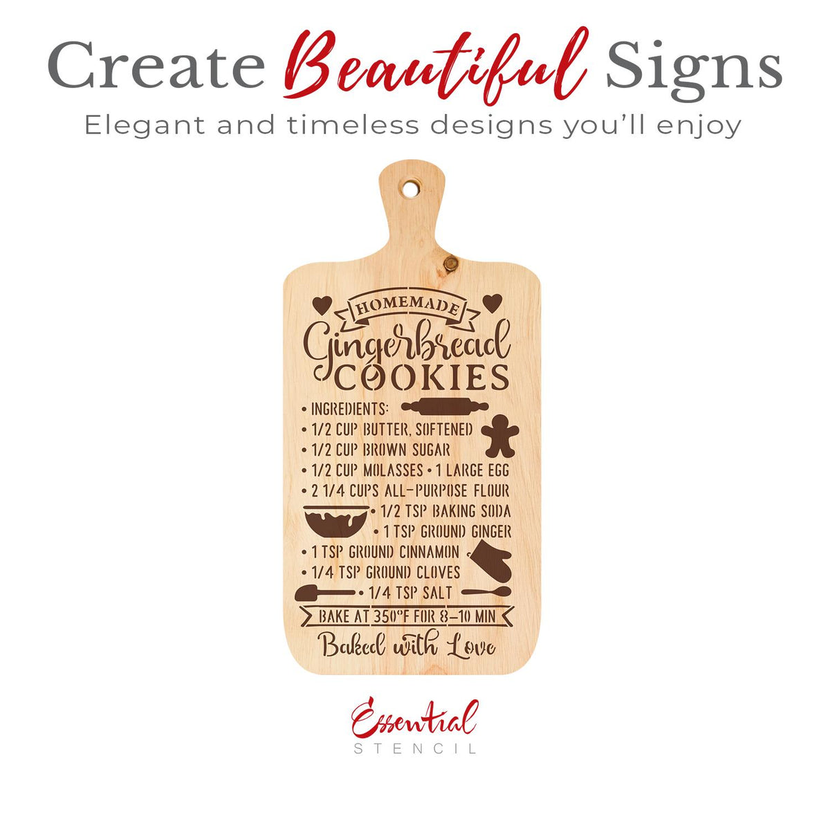 Gingerbread Cookie Recipe Stencil-Christmas-Essential Stencil