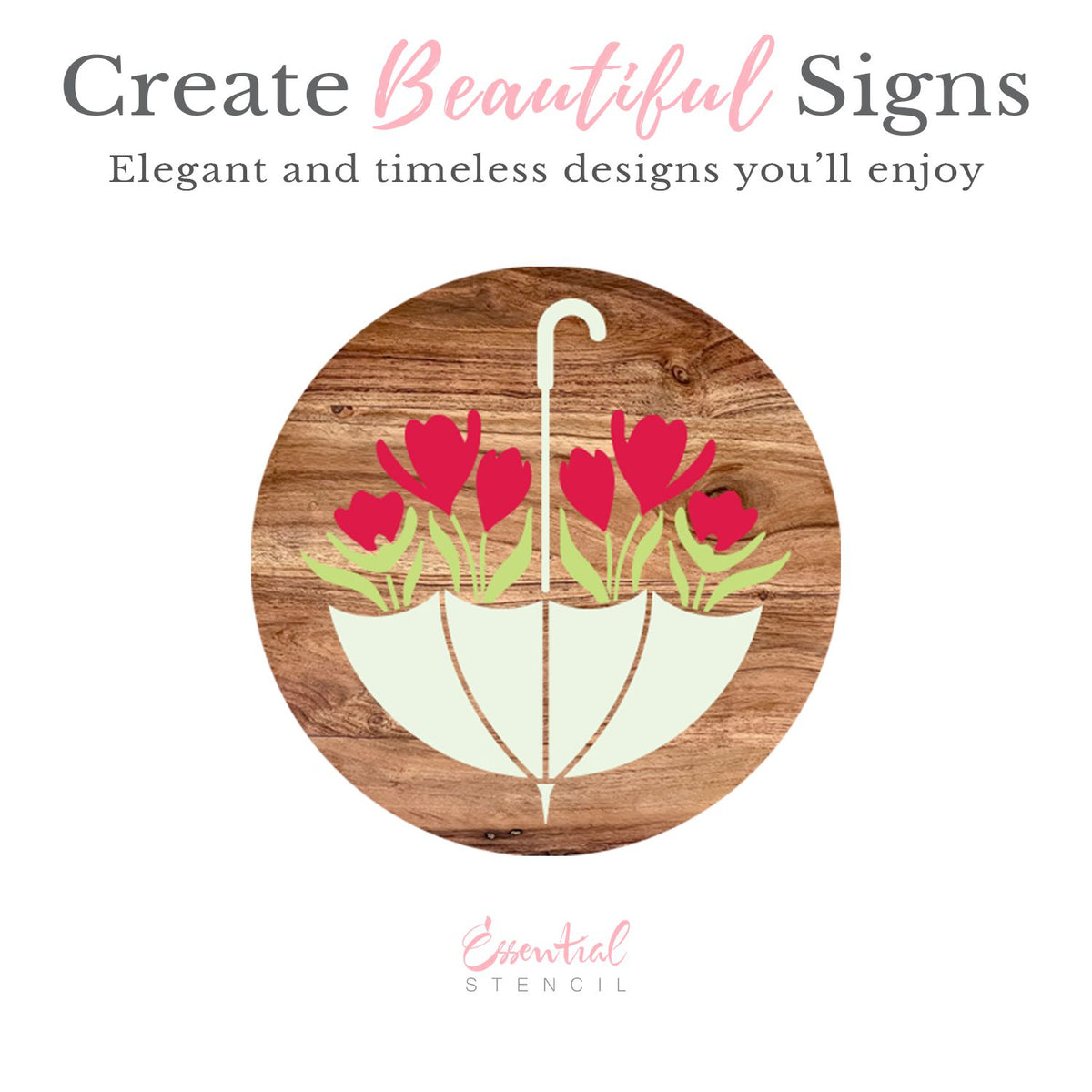 Spring Umbrella Stencil 12x12-Spring-Essential Stencil