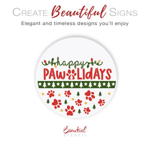 Happy Pawlidays Door Hanger Stencil-Christmas-Essential Stencil