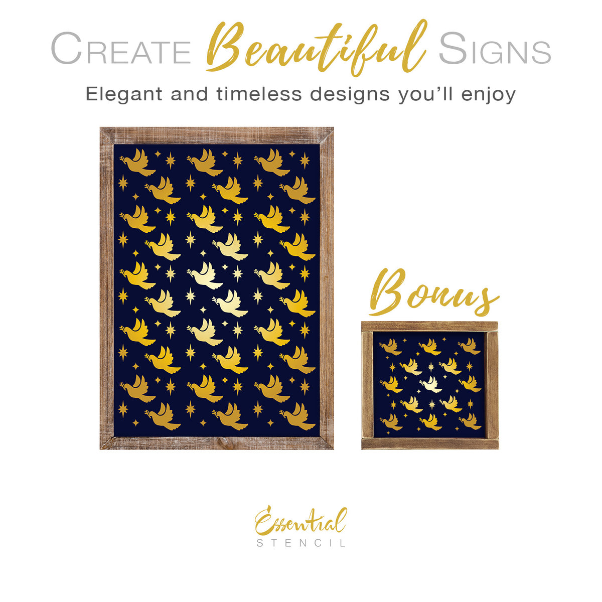 Dove and Nativity Star Pattern Stencil-Pattern-Essential Stencil