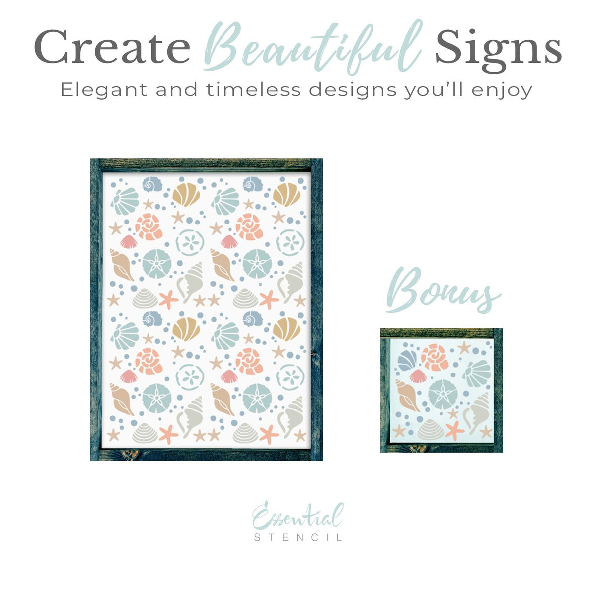 Seashell Pattern + bonus-Coastal-Essential Stencil