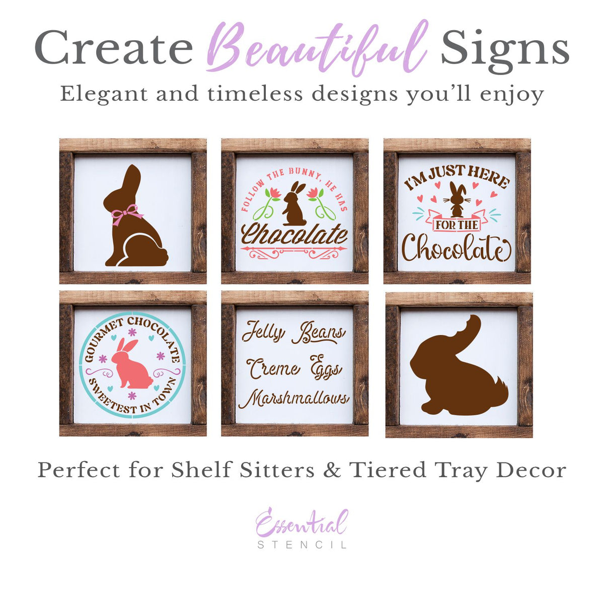 Chocolate Bunny Mini Stencil (6pk)-Spring-Essential Stencil