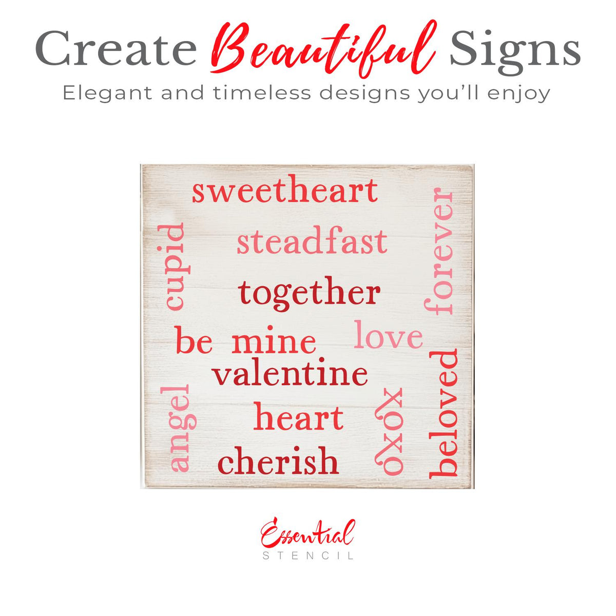 Valentines Words 15pcs Stencil-Valentine-Essential Stencil