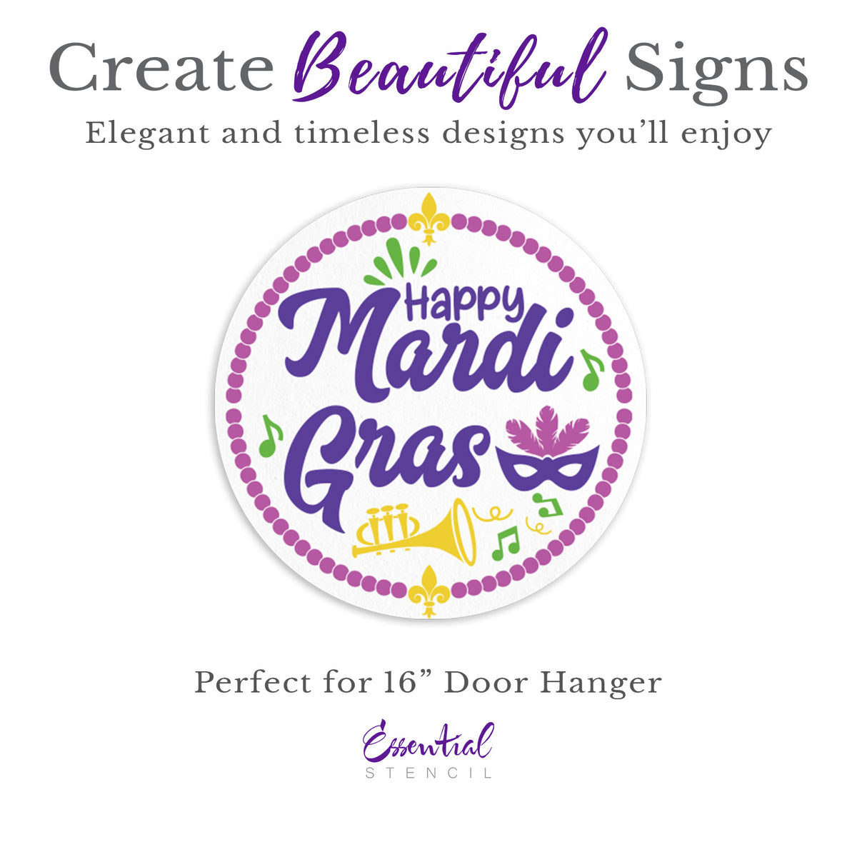 Mardi Gras Door Hanger Sign Stencil-Mardi Gras-Essential Stencil