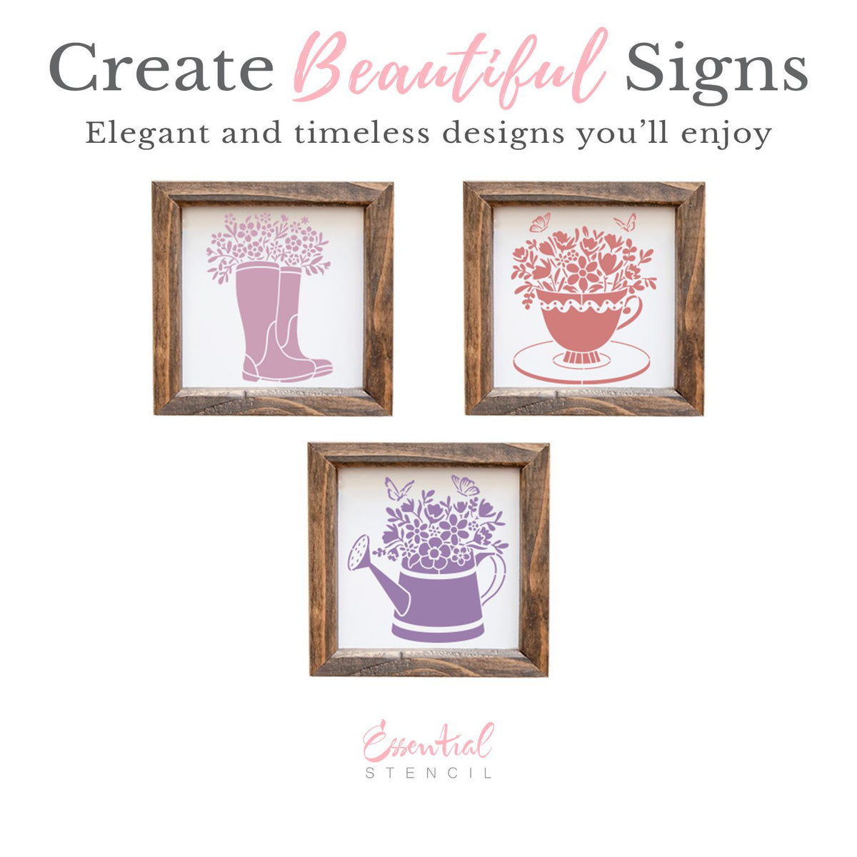 May Flowers Mini Sign Stencils (3 Pack)-Spring-Essential Stencil