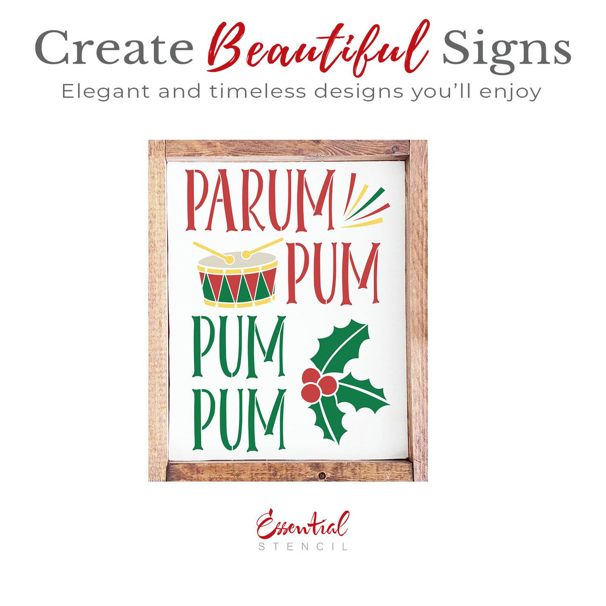 Parum Pum Pum Stencil-Christmas-Essential Stencil
