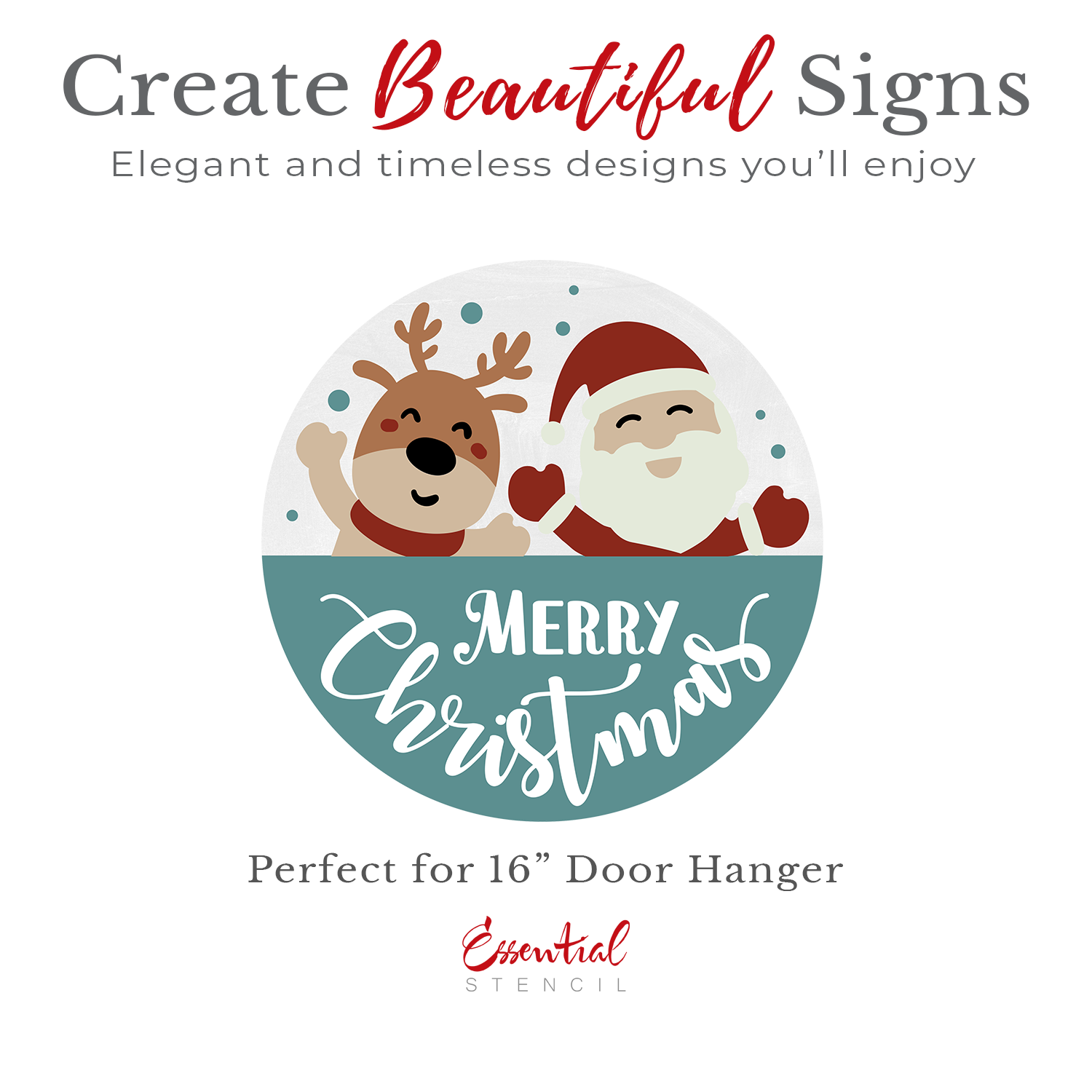 Santa & Rudolf Greetings Door Hanger Stencil-Christmas-Essential Stencil