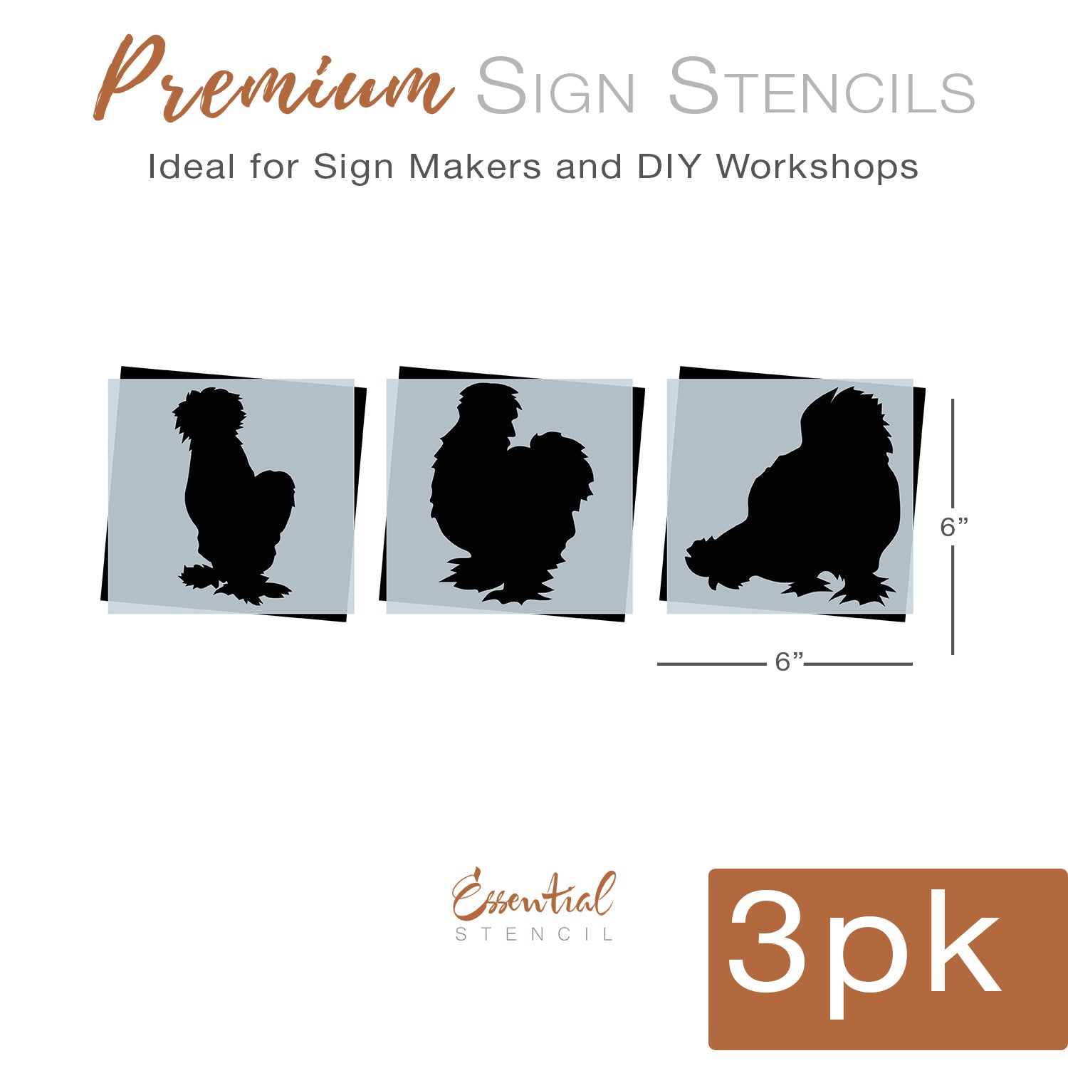 Chicken Pack. Sign Reusable Silkie Chickens Mini Sign Stencils (6 Pack) - Essential Stencil