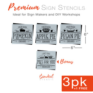 Pies Mini Sign Stencils 4pk-Fall-Essential Stencil