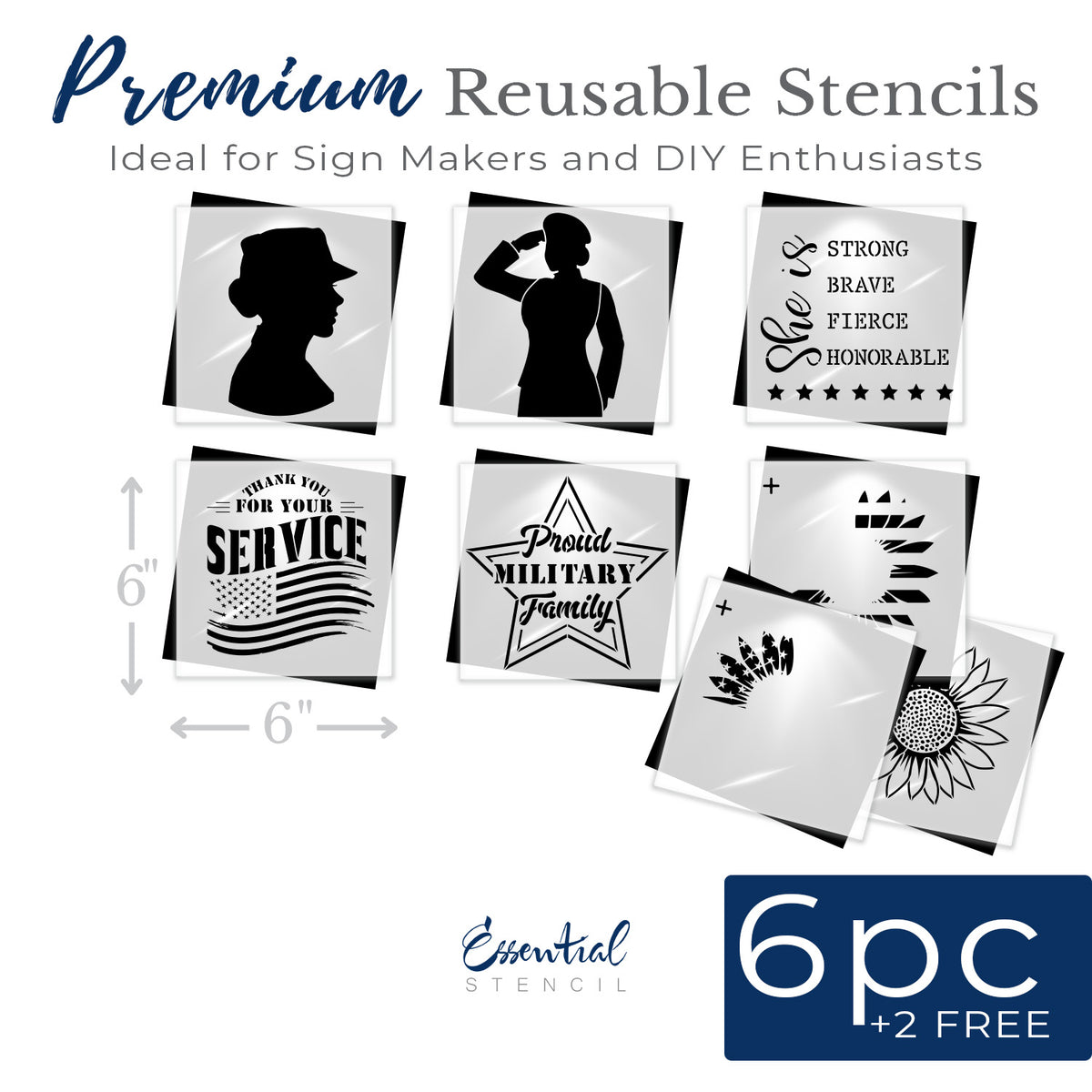 Women Veteran Mini Sign Stencils (6 Pack)-Patriotic-Essential Stencil