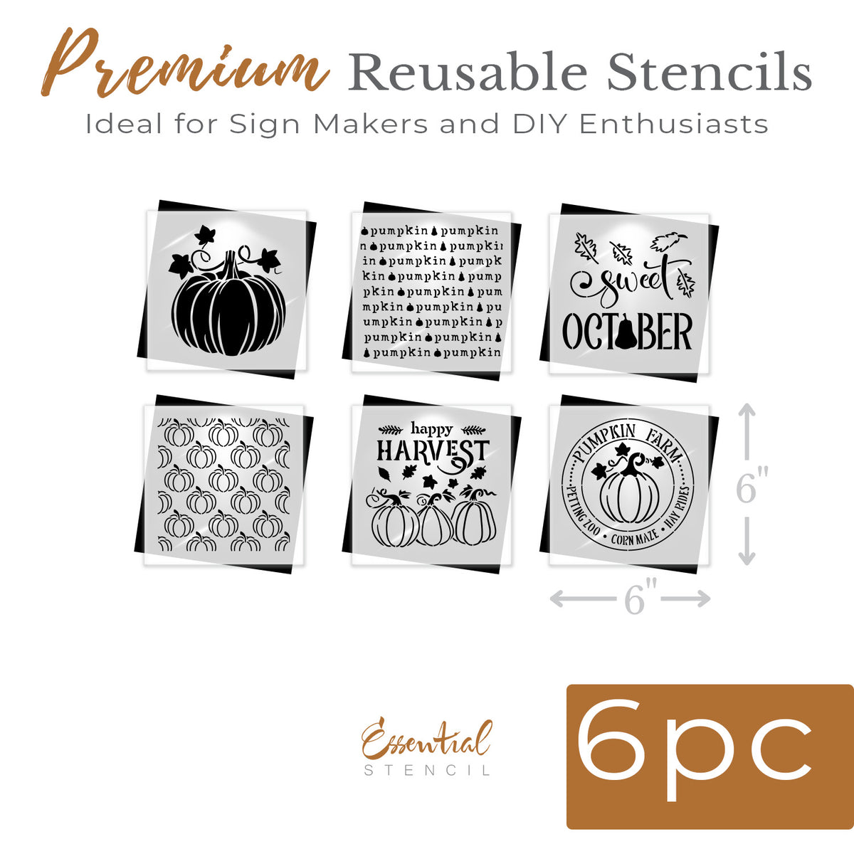 Sweet October Pumpkins Mini Stencil 6pk-Fall-Essential Stencil