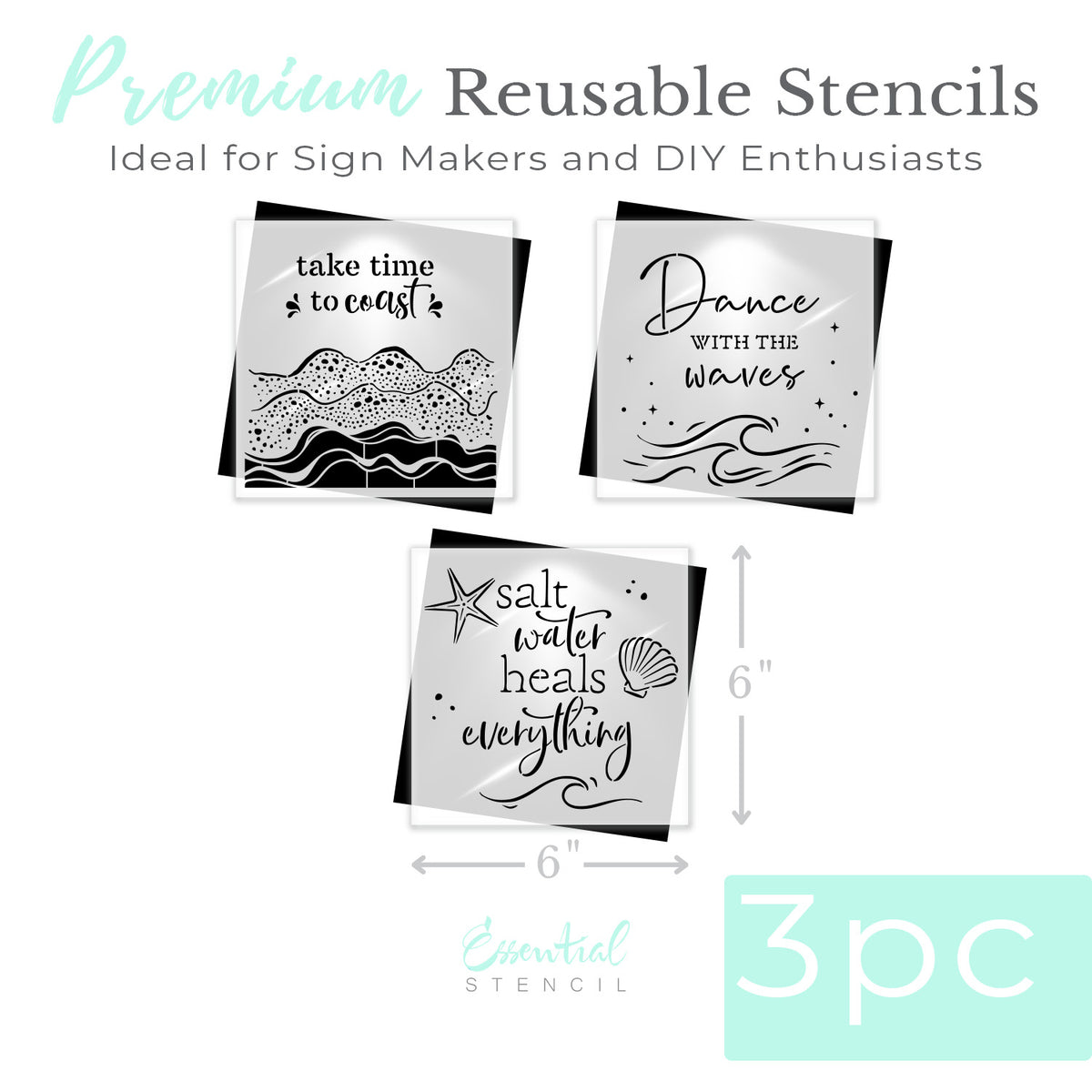 Dance with the Waves Mini Stencil (3 Pack)-Summer-Essential Stencil