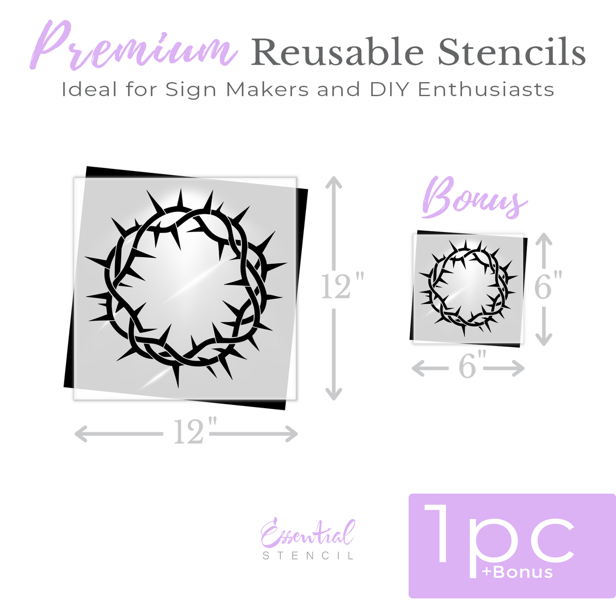 Crown of Thorns 12x12 + 6x6 bonus Stencil-Easter-Essential Stencil