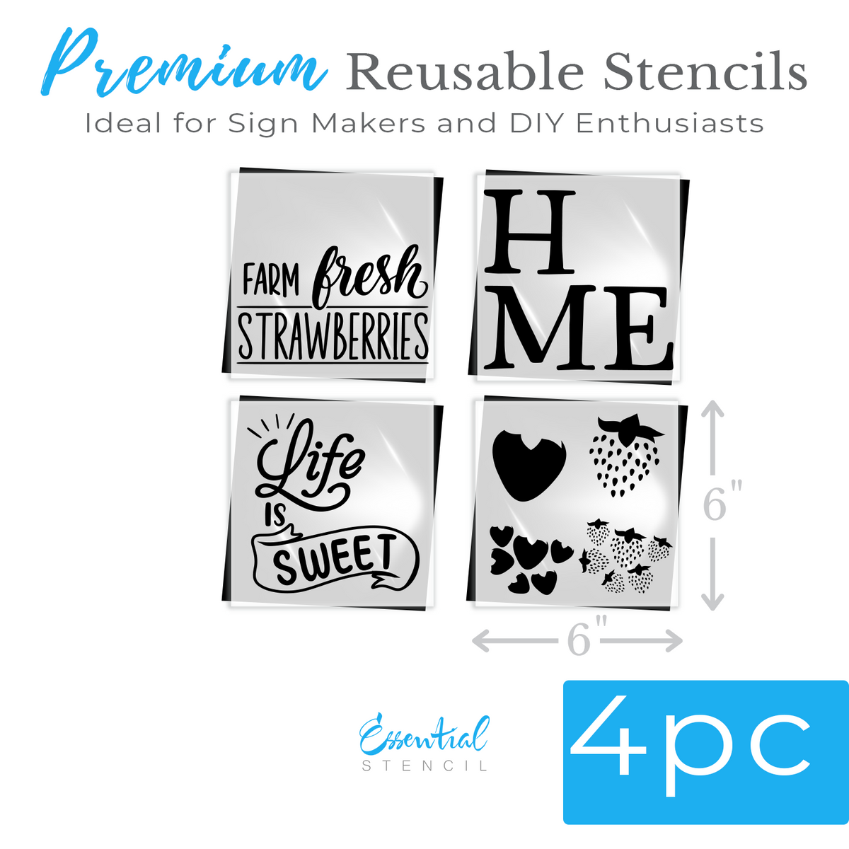 Strawberries Mini Stencil Set (4pc)-Summer-Essential Stencil