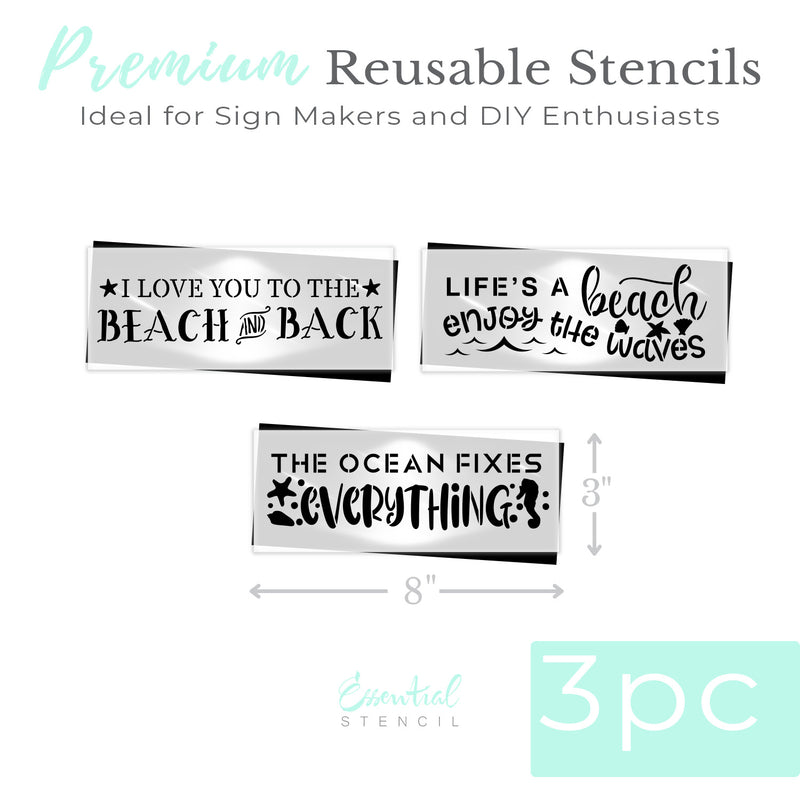 To the Beach and Back Stencil Set (3Pk) | Essential Stencil