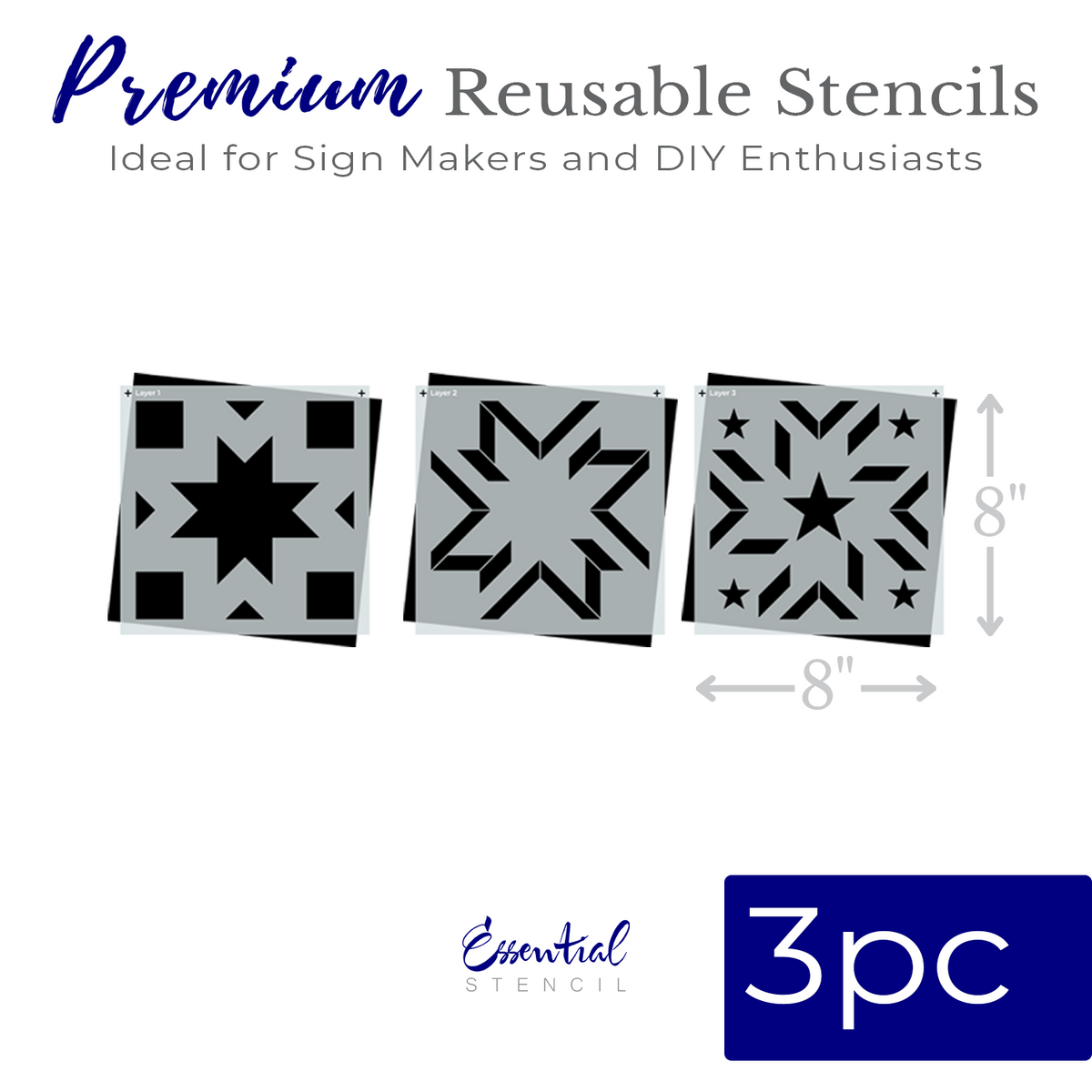 Layering Patriotic Barn Quilt (3pk)-Patriotic-Essential Stencil
