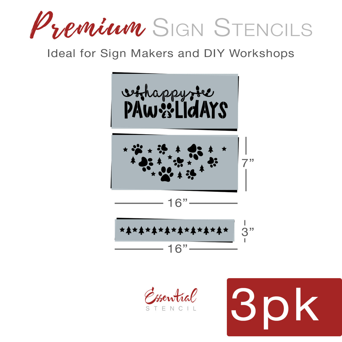 Happy Pawlidays Door Hanger Stencil-Christmas-Essential Stencil