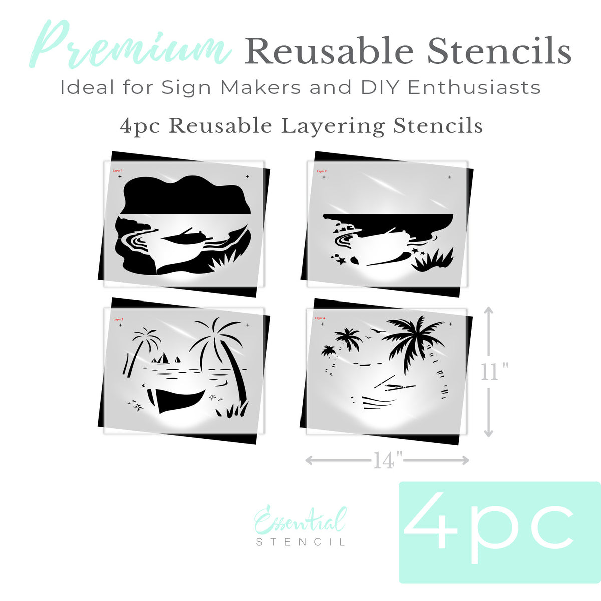 Coastal Scene Layering Stencil-Summer-Essential Stencil