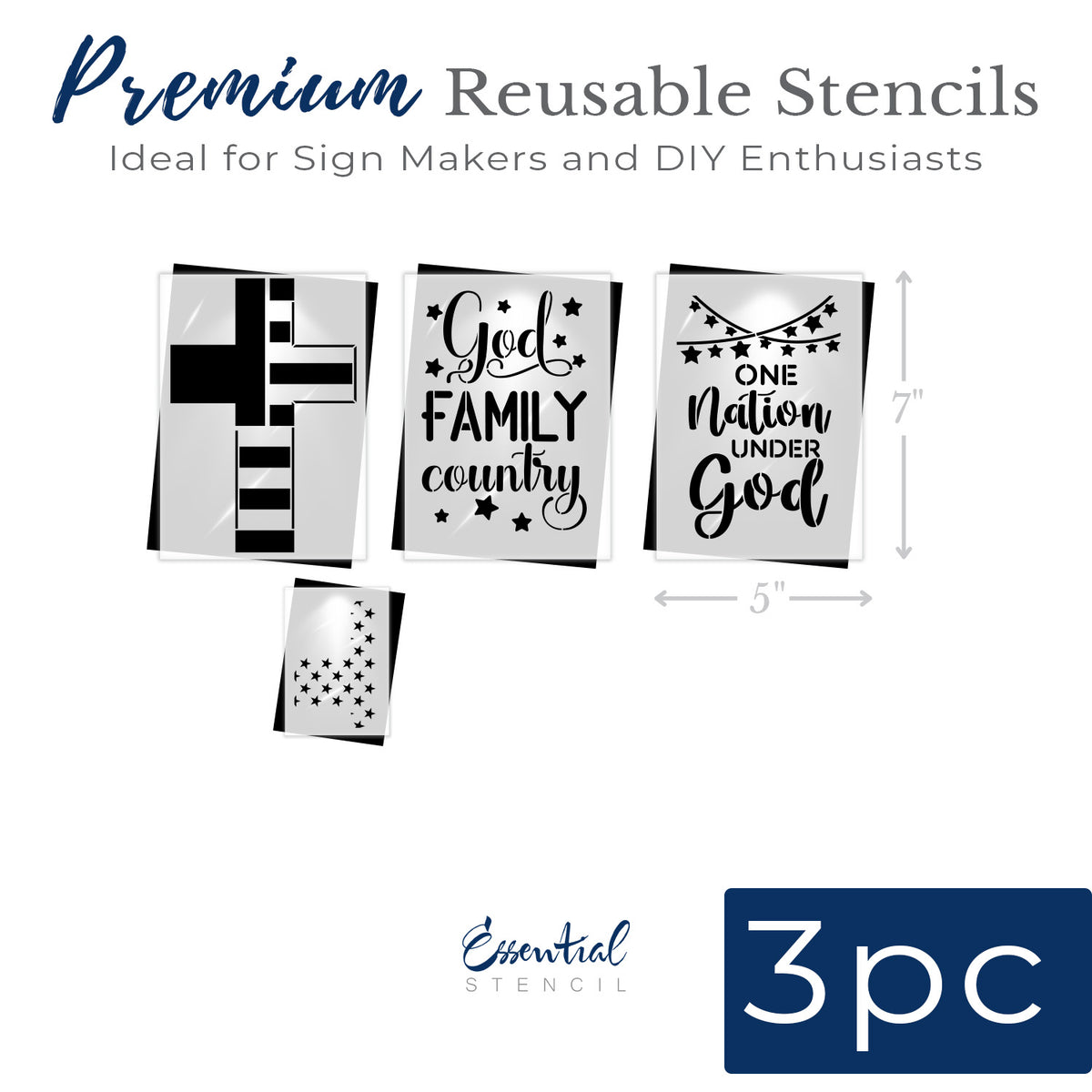 God Family Country Stencil Set (3 Pack)-Patriotic-Essential Stencil