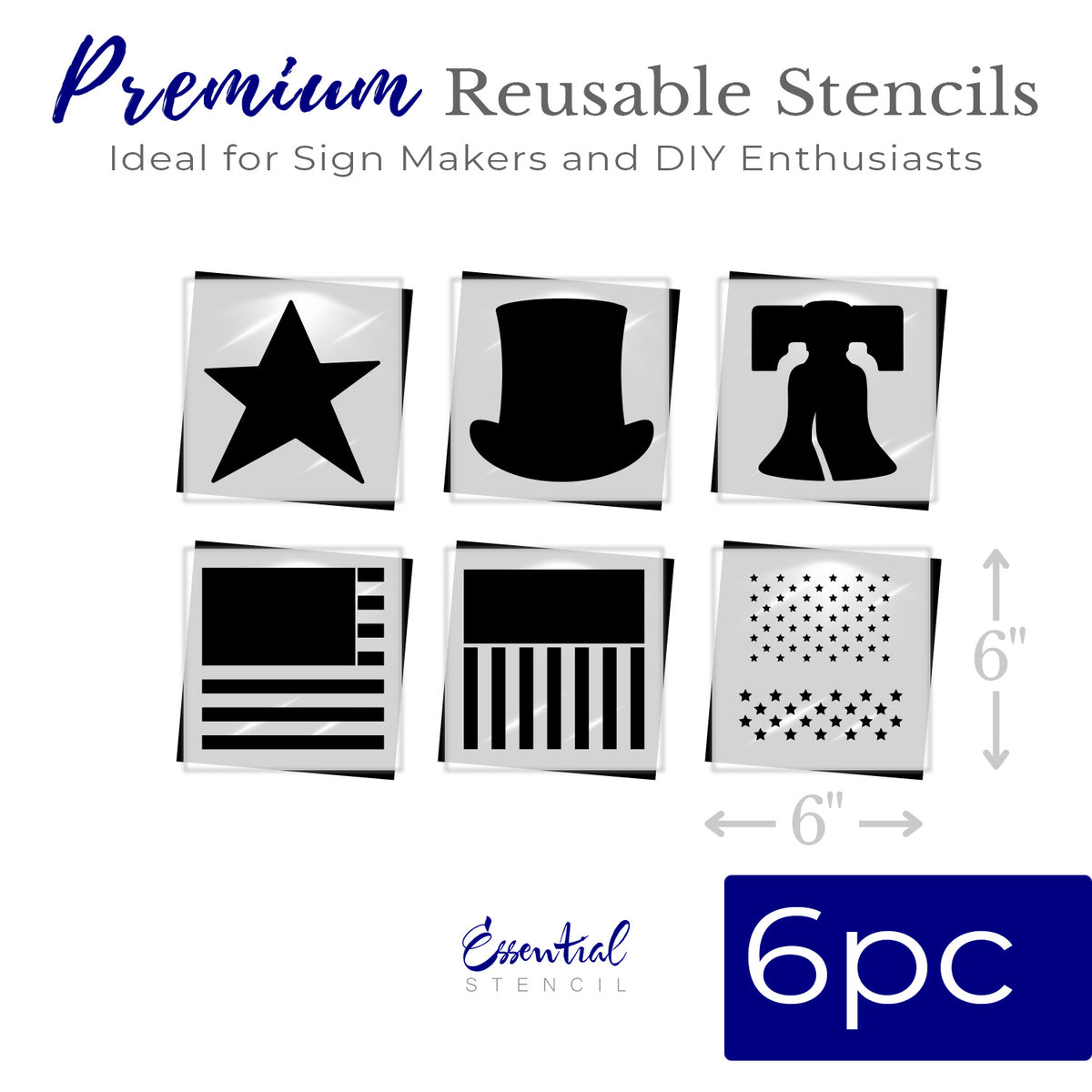 Patriotic Silhouettes Stencil Set (6pc)-Patriotic-Essential Stencil