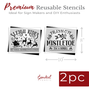 Sleigh Rides + Mistletoe Stencil Set (2pk)-Christmas-Essential Stencil