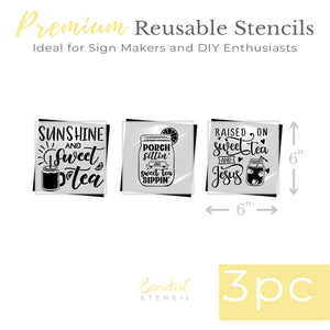 Sunshine and Sweet Tea Mini Sign Stencils (3 Pack)-Family-Essential Stencil