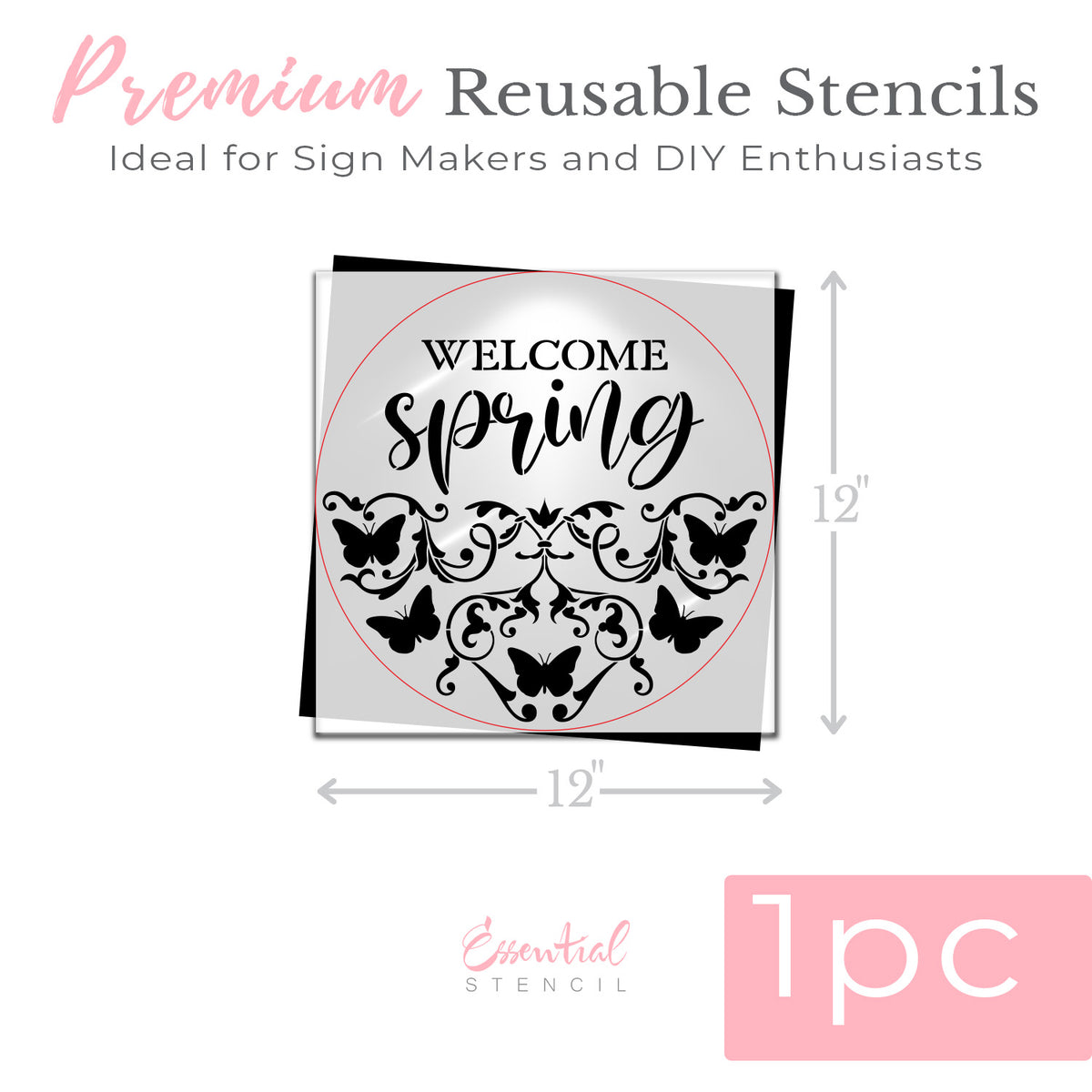 Welcome Spring Butterly Door Hanger 12x12 Stencil-Spring-Essential Stencil