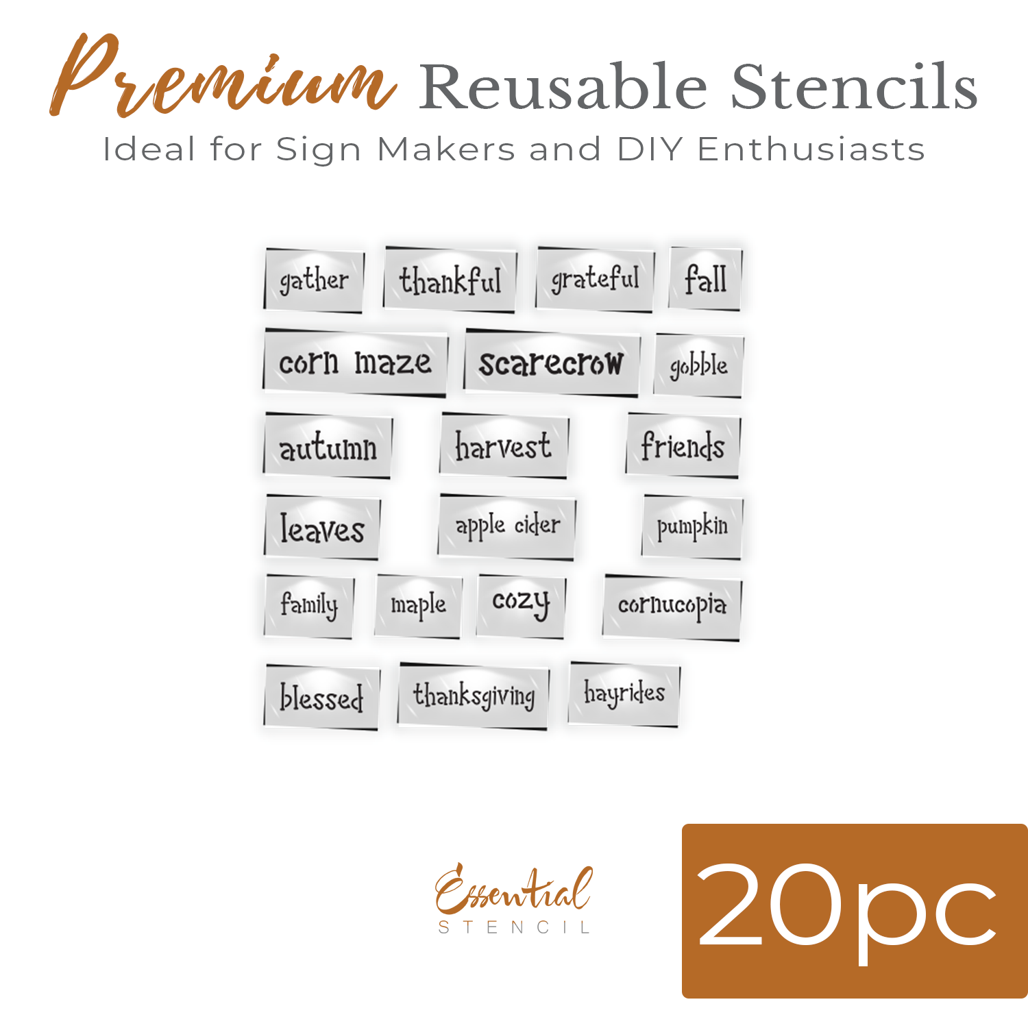 1 in Fall Words Stencil - Essential Stencil