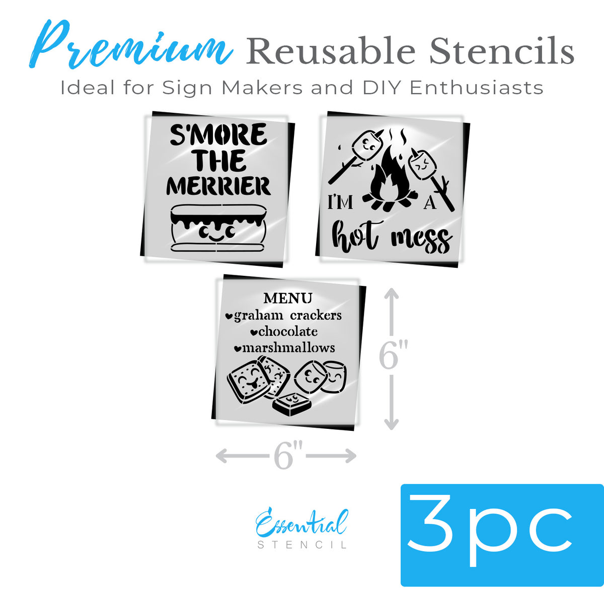 S'Mores Mini Stencil 3pk-Fathers Day-Essential Stencil