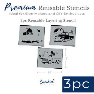 Layering Patriotic Barn and Truck Stencil-Patriotic-Essential Stencil